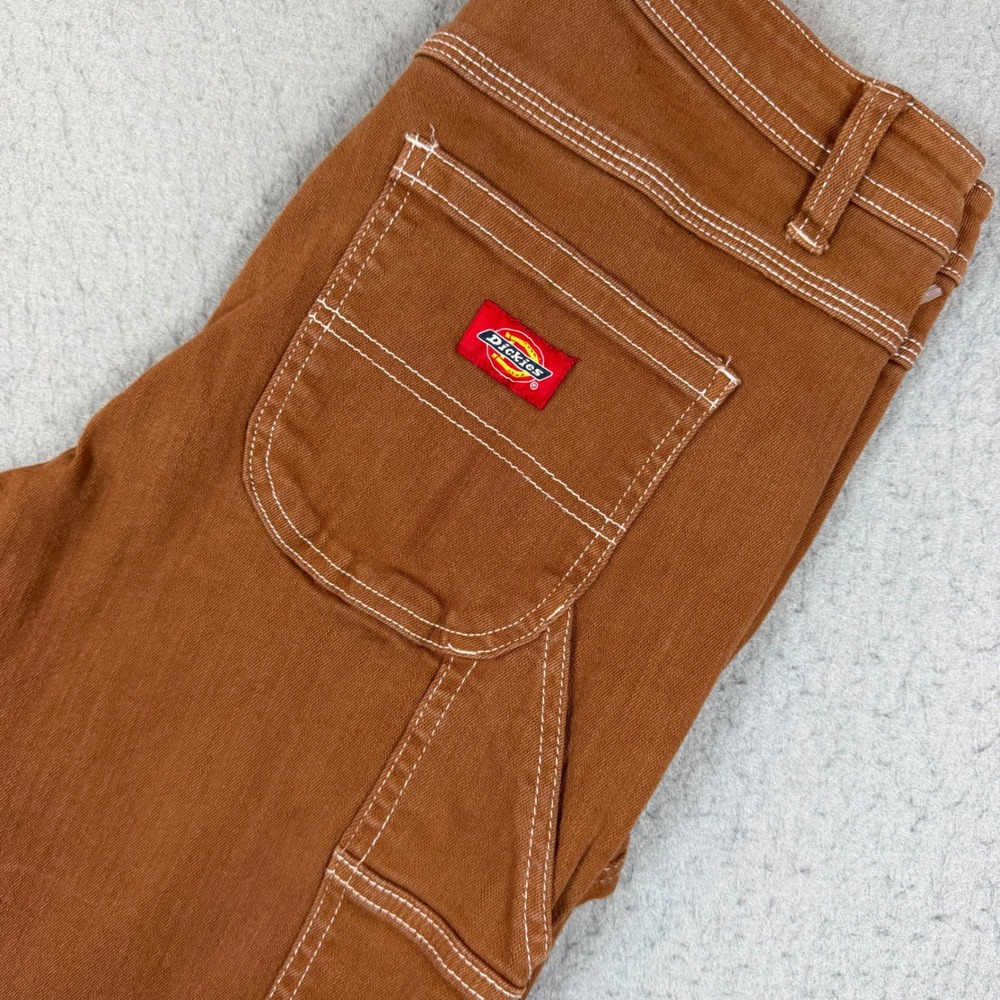Dickies Girl Pants Women 7 Carpenter J1080FB Brown Contrast Stitch EUC